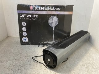 RUSSELL HOBBS 16" PEDESTAL FAN IN WHITE TO ALSO INCLUDE BIONAIRE TOWER FAN: LOCATION - WH9