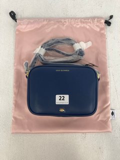 LULU GUINNESS LONDON LIP PIN INDIGO LEATHER COLE CROSSBODY BAG - RRP £165: LOCATION - BOOTH