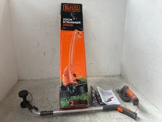 BLACK+DECKER 23CM 250W STRIMMER TO ALSO INCLUDE TERRATEK CORDLESS GRASS SHEAR: LOCATION - WH9