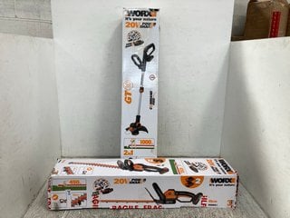 WORX 45CM HEDGE TRIMMER TO ALSO INCLUDE WORX 20V GRASS TRIMMER: LOCATION - H12