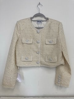 SELF-PORTRAIT CREAM BOUCLE JACKET - SIZE UK16 - RRP £430: LOCATION - BOOTH