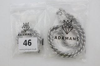 ADAMANS 13MM CUBAN CHAIN + BRACELET - WHITE GOLD - COMBINED RRP £132: LOCATION - BOOTH