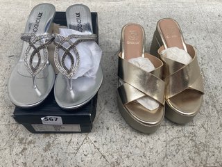 GIVANA WOMENS PLATFORM WEDGE GOLD SHIMMER SHOES - UK SIZE 5 TO INCLUDE XY LONDON WEDGE SANDALS IN SILVER - UK SIZE 5: LOCATION - G4