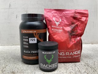 3 X ASSORTED SUPPLEMENTS TO INCLUDE BUCKED UP BUCK FEED IN IN CHOCOLATE FLAVOUR: LOCATION - G11