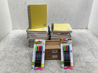 QTY OF PREMTO NOTEBOOKS TO INCLUDE QTY OF PROSCRIBE HIGHLIGHTER DUAL TIPPED MARKERS IN VARIOUS COLOURS: LOCATION - G11