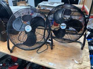 2 X CLARKE 20" FLOOR FANS IN BLACK: LOCATION - B3T