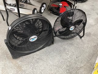 CLARKE AIR 20" HIGH OUTPUT BOX FAN IN BLACK TO ALSO INCLUDE CLARKE 20" FLOOR FAN IN BLACK: LOCATION - B3T