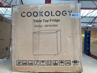 COOKOLOGY 45 LITRE MINI TABLETOP FRIDGE: MODEL MFR45BK - RRP £94: LOCATION - BR11