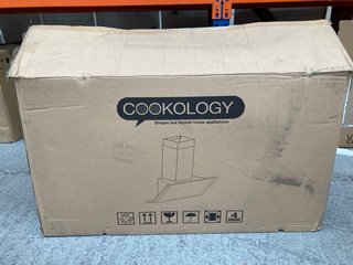 COOKOLOGY 90CM SLOPED CHIMNEY COOKER HOOD IN BLACK MODEL : SLO900BK RRP - £169.99 TO INCLUDE COOKOLOGY 90CM CURVED GLASS CHIMNEY COOKER HOOD MODEL : CGL900SS: LOCATION - BR13