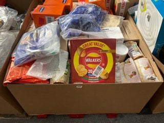 PALLET OF ASSORTED FOOD ITEMS TO INCLUDE BOXES OF WALKERS VARIETY CRISPS - BBE 20/7/24 TO ALSO INCLUDE 3 X PACKS OF SMINTS: LOCATION - A6 (KERBSIDE PALLET DELIVERY)