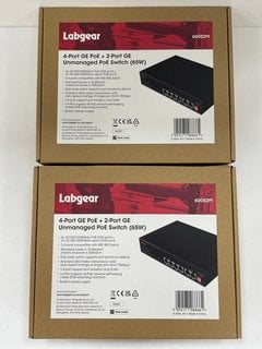 2 X LABGEAR 4-PORT GIGABIT POE + 2-PORT GIGABIT UNMANAGED POE POE SWITCHES (WITH BOX & ALL ACCESSORIES) [JPTM120434]