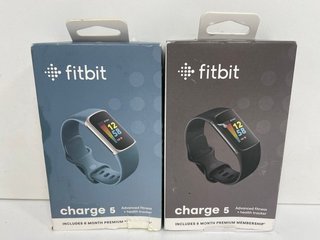 2 X FITBIT CHARGE 5 HEALTH & FITNESS TRACKERS (WITH BOXES, STRAPS & CHARGER CABLES) [JPTM120362]