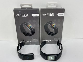 2 X FITBIT CHARGE 5 HEALTH & FITNESS TRACKERS: MODEL NO FB423 (WITH BOXES, STRAPS & CHARGER CABLE) [JPTM120195]