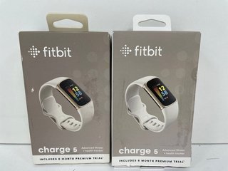 2 X FITBIT CHARGE 5 HEALTH & FITNESS TRACKERS: MODEL NO FB421 (WITH BOXES, STRAPS & CHARGERS) [JPTM120174]