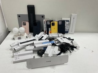 BOX OF ASSORTED ITEMS TO INCLUDE APPLE PHONE CASES, APPLE WATCH STRAP, APPLE PENCIL, CHARGER CABLE AND OTHERS MIXED TECH ITEMS [JPTM120395]