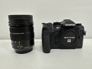 OLYMPUS OM-1 20 MEGAPIXELS MIRRORLESS CAMERA IN BLACK: MODEL NO IM027 WITH PANASONIC 12-60MM F2.8-4.0 LEICA DG VARIO-ELMARIT POWER O.I.S. LENS (WITH BOX, BODY CAP, LENS CAPS & BATTERY) [JPTM120480]