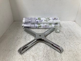 BAR STOOL BASE IN STAINLESS STEEL TO INCLUDE SMALL GLASS CANDLE HOLDER , GOODHOME AMBER SMOOTH WALLPAPER ROLLS: LOCATION - G15