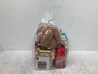 FOOD AND TEDDY GIFT SET TO INCLUDE LINDT LINDOR MILK CHOCOLATE BALLS BB: 05/25: LOCATION - F7