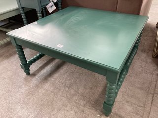 ARTISAN LARGE SQUARE COFFEE TABLE IN DEEP SEAFOAM GREEN PAINTED FINISH: LOCATION - C4