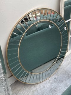 ART DECO STYLE LARGE ROUND WALL MIRROR IN CHAMPAGNE MULTI BEVELLED EDGE FRAME: LOCATION - D2