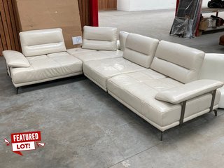 ARTEMIS LARGE 3 SEATER MODULAR STYLE QUAD POWER CORNER SOFA WITH MOTION BACK RESTS IN TRUSTY SOFT SHEEN MIST LEATHER - RRP £3099: LOCATION - B5