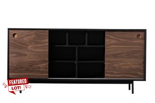 BARBICAN SIDEBOARD IN WALNUT AND BLACK - RRP £749: LOCATION - C3