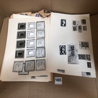 SHEETS OF ASSORTED ANTIQUE STAMP PHOTO PROOFS IN A CHRISTIES ENVELOPE: LOCATION - CR