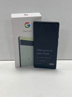 GOOGLE PIXEL 6A 128 GB SMARTPHONE IN SAGE: MODEL NO GX7AS (WITH BOX, CHARGING CABLE & ADAPTER, VERY GOOD COSMETIC CONDITION) NETWORK UNLOCKED [JPTM120466] THIS PRODUCT IS FULLY FUNCTIONAL AND IS PART
