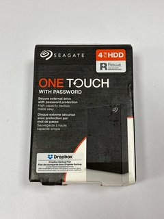 SEAGATE ONE TOUCH WITH PASSWORD 4TB HDD EXTERNAL STORAGE (ORIGINAL RRP - £106) IN BLACK: MODEL NO SRD0VN3 (WITH BOX & ALL ACCESSORIES) [JPTM120462] (SEALED UNIT) THIS PRODUCT IS FULLY FUNCTIONAL AND