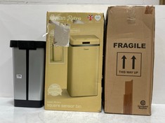 3 X ASSORTED BINS TO INCLUDE SWAN RETRO 45L WASTE BIN IN YELLOW