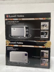 RUSSELL HOBBS BLACK MICROWAVE MODEL NO.: RHMM701B-N TO INCLUDE RUSSELL HOBBS 17L STAINLESS STEEL MICROWAVE MODEL NO.: RHM2086SS-G