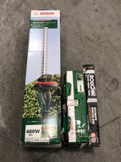 3 X ASSORTED ITEMS TO INCLUDE BOSCH UNIVERSAL HEDGE CUT 50 CORDED HEDGE CUTTER - RRP £150