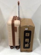 2 X LUGG 15INCH CABIN SUITCASES - SAND AND CREAM/BROWN