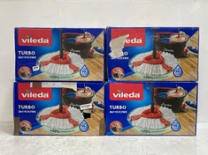 4 X VILEDA TURBO 2-IN-1 MICROFIBRE COMPLETE SETS