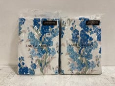 2 X LAURA ASHLEY ONE PAIR OF FULLY LINED BLACKOUT EYELET CURTAINS - BLUE SKY - SIZE 162 X 137CM