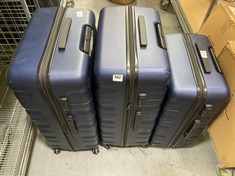 3 X JOHN LEWIS HARD SHELL SUITCASES - NAVY - MIXED SIZES