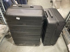 2 X JOHN LEWIS HARD SHELL SUITCASES IN BLACK - MEDIUM AND LARGE