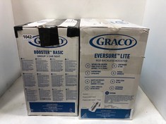 GRACO BOOSTER BASIC GROUP 3 CAR SEAT TO INCLUDE GRACO EVERSURE LITE R129 BACKLESS BOOSTER SEAT