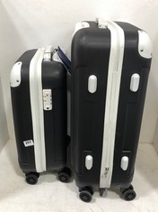 2 X LUGG HARD SHELL SUITCASES IN BLACK/WHITE - SMALL AND MEDIUM