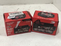 2 X MILWAUKEE M18 5AMP RED LITHIUM-ION BATTERY