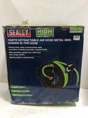 SEALEY 15MTR RETRACTABLE AIR HOSE METAL REEL 10MM ID TPR HOSE RRP- £200