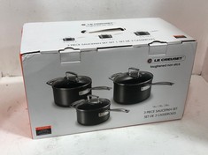 LE CREUSET NON-STICK 3-PIECE SAUCEPAN SET - BLACK - RRP £409