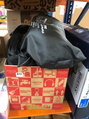 BOX OF ASSORTED ITEMS TO INCLUDE BASICS BLACK BACKPACK