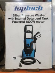 TOPTECH 135BAR PRESSURE WASHER WITH INTERNAL DETERGENT TANK 1800W MOTOR