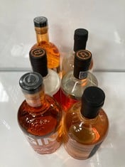 6 X BOTTLES OF ASSORTED SPIRITS TO INCLUDE MASONS GRAPEFRUIT & MANDARIN GIN 37.5% VOL 70CL (18+ ONLY) (COLLECTION DAYS: MONDAY 29TH JULY TO WEDNESDAY 31ST JULY)