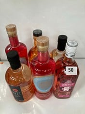 6 X BOTTLES OF ASSORTED SPIRITS TO INCLUDE MASONS GRAPEFRUIT & MANDARIN GIN 37.5% VOL 70CL (18+ ONLY) (COLLECTION DAYS: MONDAY 29TH JULY TO WEDNESDAY 31ST JULY)