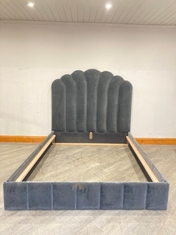 MANETTE BED FRAME IN GREY VELVET APPROX SIZE 160CM RRP- £3995 (MISSING SLATS)