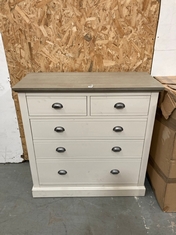 BROMPTON PAINTED ACACIA AND ASH TOP 5 DRAWER CHEST RRP- £529.99