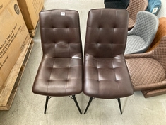 2 X HIX DINING CHAIR BROWN FAUX LEATHER WITH BLACK LEGS RRP- £119