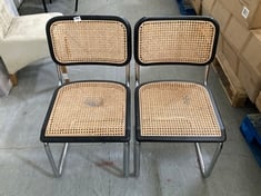 2 X IBEN DINING CHAIR RATTAN SEAT & BACK WITH CHROME BASE